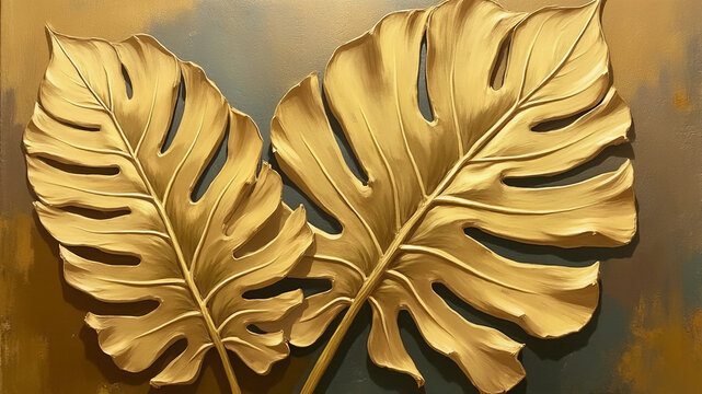 Monstera. Painting on canvas.	