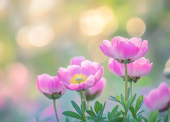 Obraz premium Beautiful soft-focus pink peony floral background with delicate pastel color palette for design 