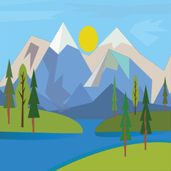 Cartoon background, tree , green hell tree, water entry