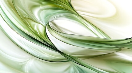 Abstract swirling shapes in light greens and creams