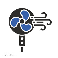 cool wind, fan icon, thin line vector illustration