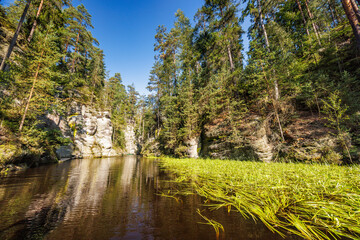 Landscape of Adrspach-Teplice Rocks area, in Hradec Kralove Region in the Czech Republic, Europe....