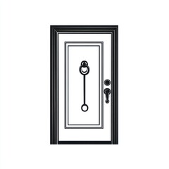 Modern steel door, entrance, home, security, white background, architectural design, website use