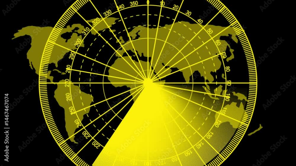 Poster radar hud call holographic animation. hud signal transmitted sonar radar. glow map background. radar