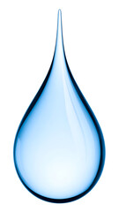 realistic falling water drop with soft reflection and clear blue tone on isolated background, high quality hydration symbol
