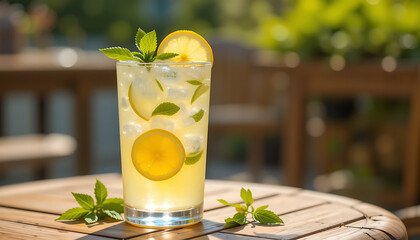 Lemonade Drink with Ice and Mint