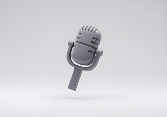 Simple 3D cartoon microphone icon on white