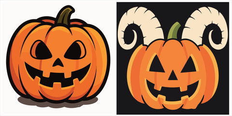 Two vector graphic pumpkins from a stock photo library.