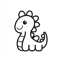 Cute cartoon dinosaur illustration, coloring book page, white background, kids