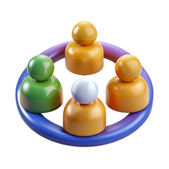 Colorful 3D icons representing teamwork connection and collaboration on a transparent background