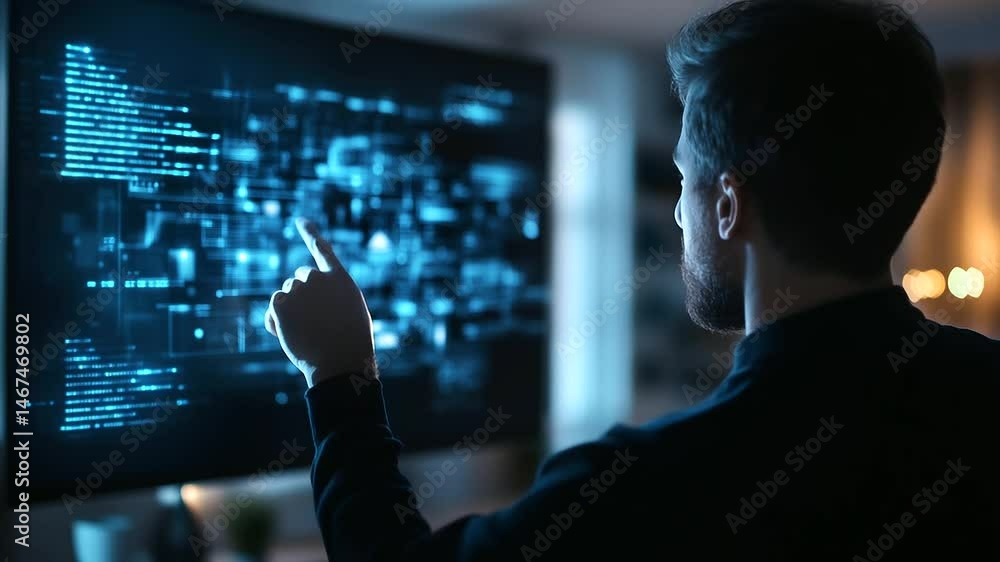 Poster a realtor presenting a holographic display of a thriving property market, with animated home values 