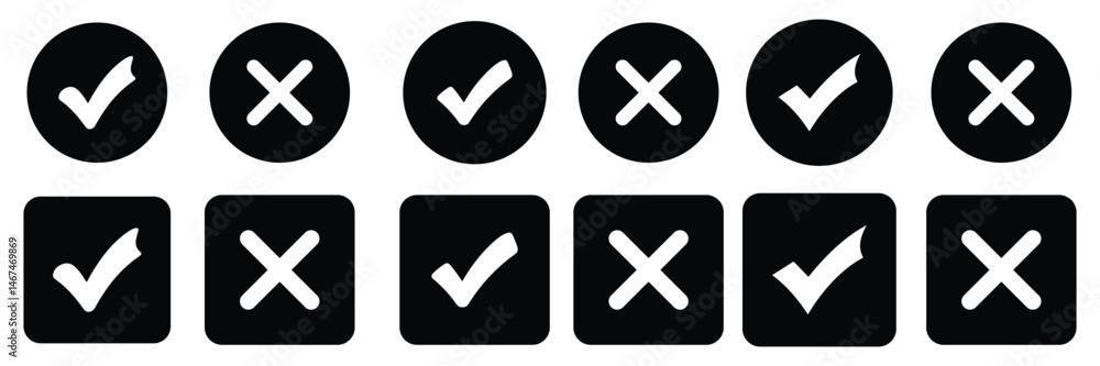Poster checkbox icon set vector on white background