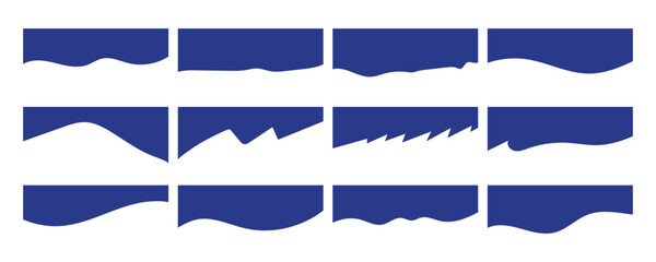 Set of website divider, separator curve shape abstract design element vector illustration on white background