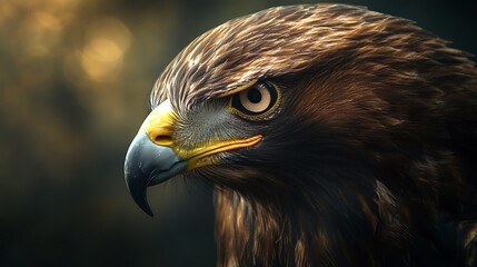 Obraz premium Majestic golden eagle portrait exhibiting sharp focus and intense gaze.