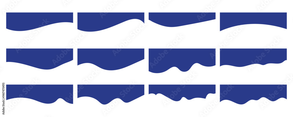 Aufkleber set of website divider, separator curve shape abstract design element vector illustration on white b