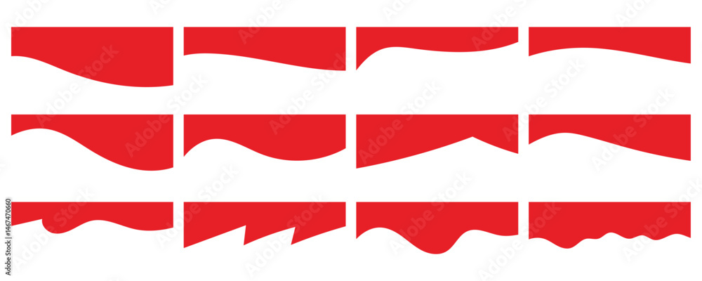 Aufkleber set of website divider, separator curve shape abstract design element vector illustration on white b