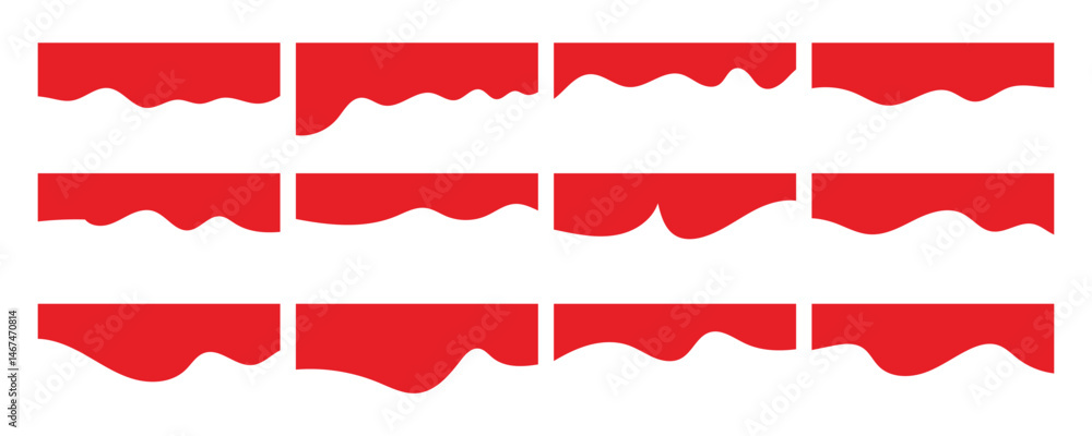 Aufkleber set of website divider, separator curve shape abstract design element vector illustration on white b