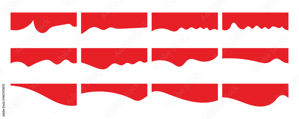 Aufkleber set of website divider, separator curve shape abstract design element vector illustration on white b