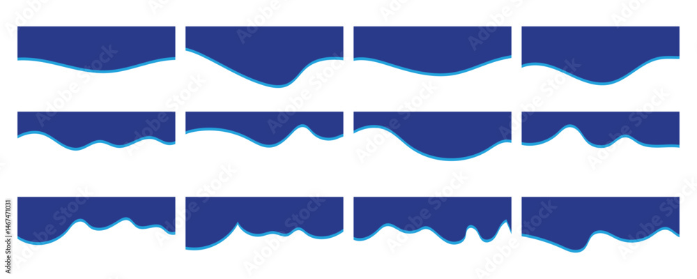 Aufkleber set of website divider, separator curve shape abstract design element vector illustration on white b