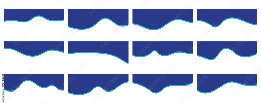 Poster set of website divider, separator curve shape abstract design element vector illustration on white b