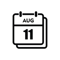 calender icon, 11 august icon with white background