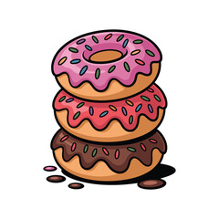 stack of donuts with sparkle vector on white background