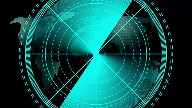 Digital radar screen infographic HUD call loading radar targets and futuristic user interface computer system and technology concept HUD Signal transmitted Sonar radar. Glow map background. - Powered by Adobe