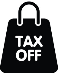 Black 2D vector icon of duty-free shopping used in travel and adventure-related designs