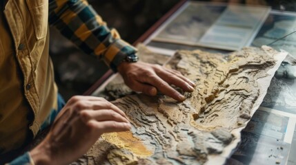 Obraz premium Researcher presenting geology findings. stock photo --ar 16:9 --raw --v 6 Job ID: 98981868-0b51-48a7-ad2f-bf7880817a50