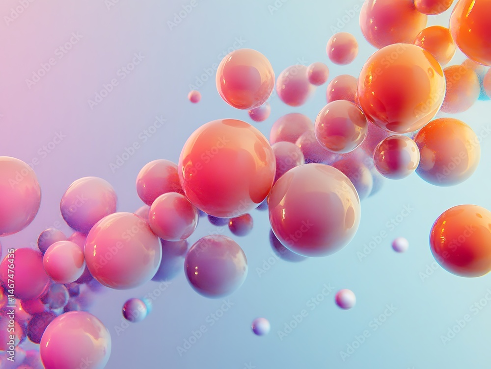 Poster gradient sphere composition with soft lighting and dynamic arrangement