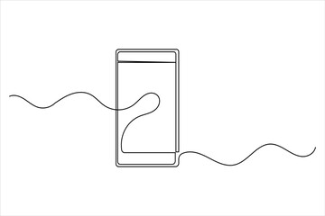 Obraz premium Smart phone icon continuous one line drawing with isolate simple outline vector illustration