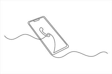 Smart phone icon continuous one line drawing with  isolate simple outline vector illustration