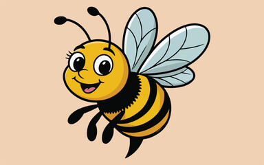 Funny bee cartoon. Cute Honey bee cartoon illustration. Vector illustration cute cartoon character.