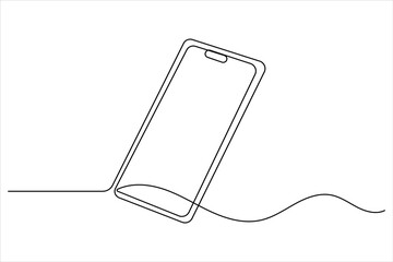 Smart phone icon continuous one line drawing with  isolate simple outline vector illustration