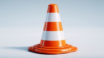 Shiny Orange Traffic Cone with Safety Symbol, and Studio Shot.