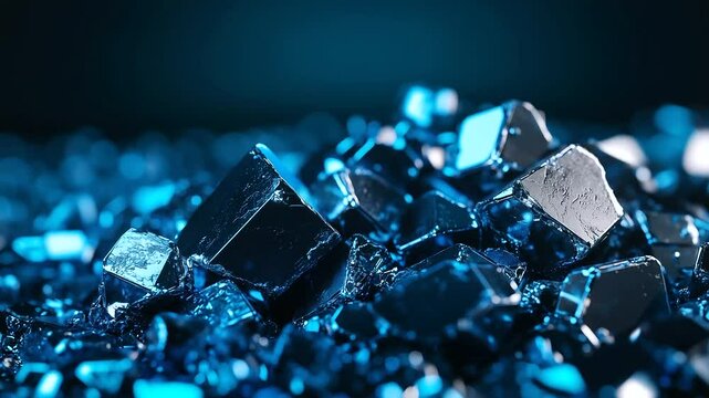 A close-up of glistening rare earth minerals with metallic reflections, symbolizing their immense value in high-tech industries and global trade.