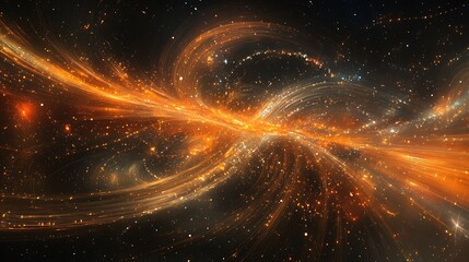 Abstract depiction of cosmic energy trails illuminating the darkness of space
