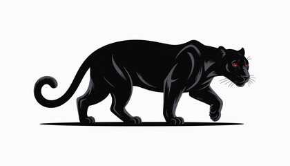 Obraz premium Black Panther Illustration Fierce Wild Animal in Walking Pose