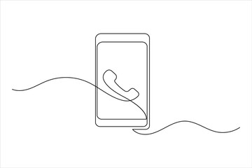Fototapeta premium Smart phone icon continuous one line drawing with isolate simple outline vector illustration