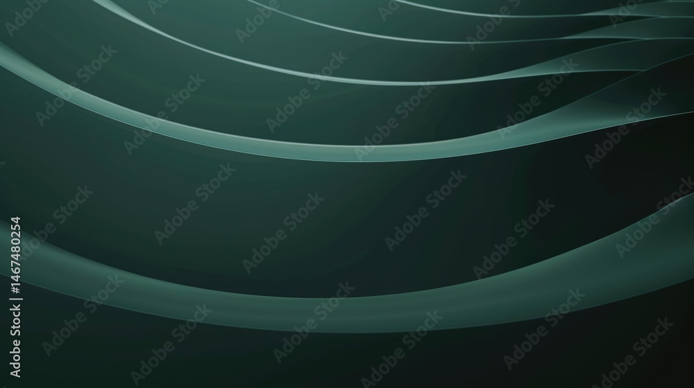 Poster abstract green geometric pattern with layered shapes. digital artwork of 3d rendering with dark gree