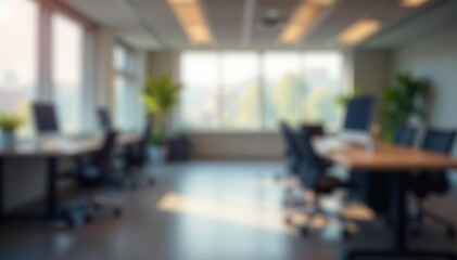 Abstract office blur, muted tones, soft lighting, space, contemporary