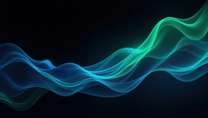Fototapeta premium Abstract swirling blue-green waves on black background , premium, modern, elegant