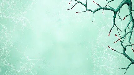 Abstract Pixelated Branch Pattern Design With Teal Background