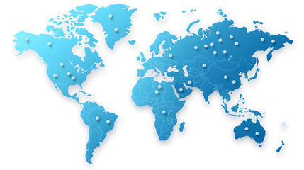 Fototapeta premium Detailed blue world map vector with pushpin for professional cartography and travel design projects