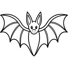 Simple Line Art Bat Illustration Isolated White Background