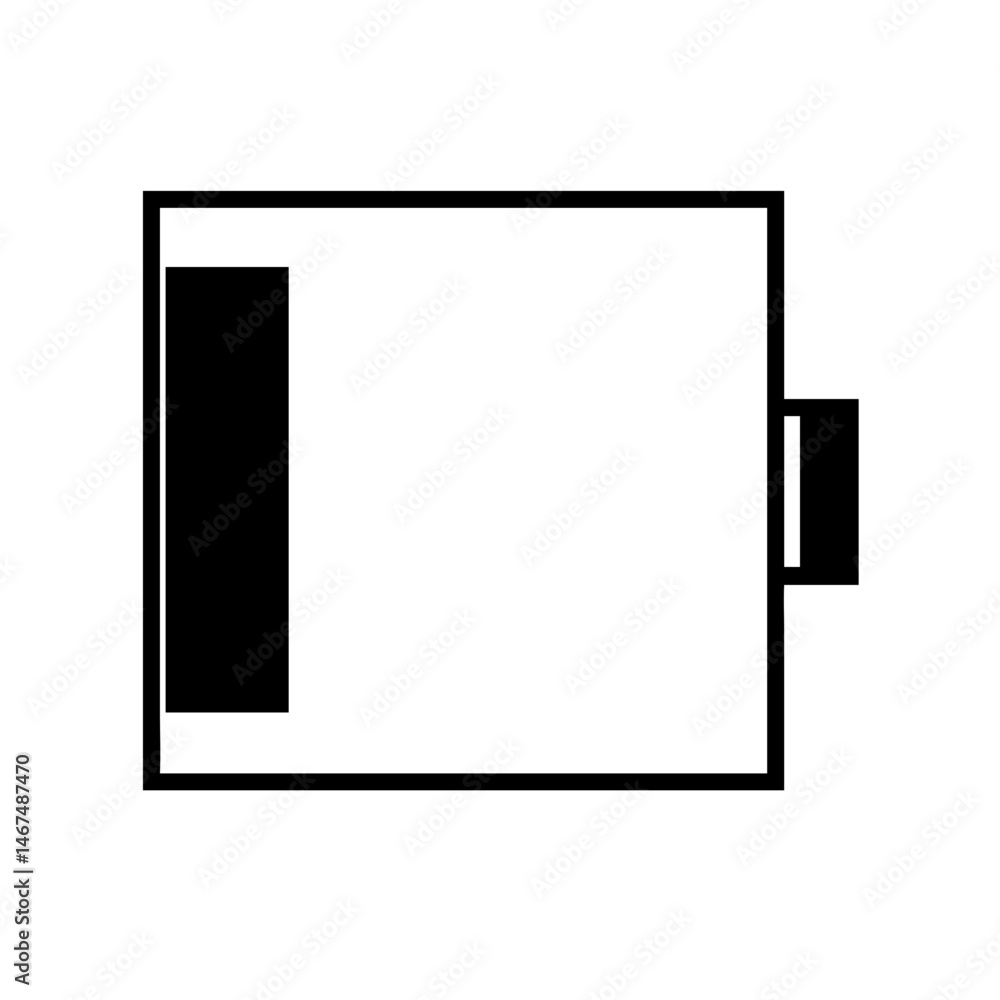 Poster empty horizontal battery silhouette on transparent background for web and graphic design