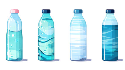 Colorful Cartoon Vector Illustration of a Bottle of Water, Isolated on White Background