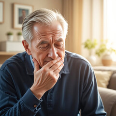 Lonely Elderly Man Lost in Thought.