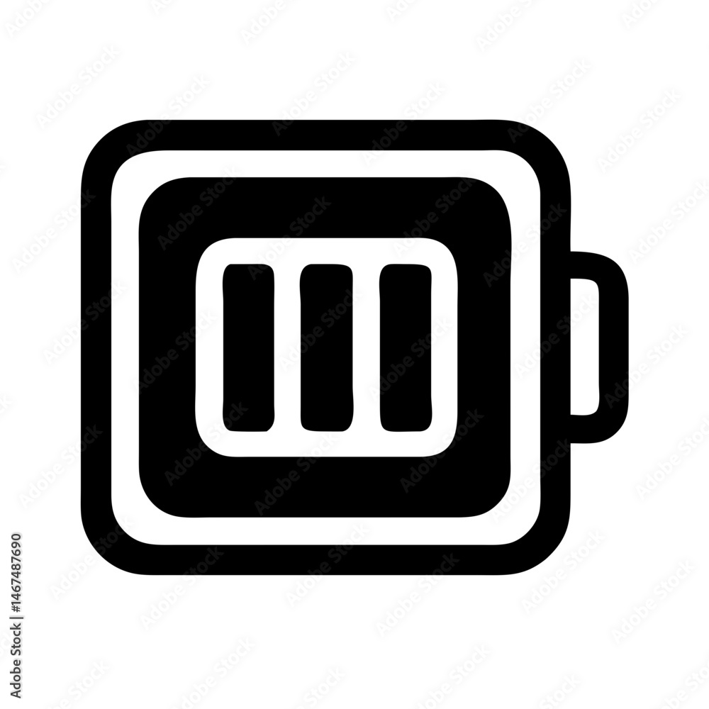 Poster half battery with pause bars silhouette on transparent background for web and graphic design
