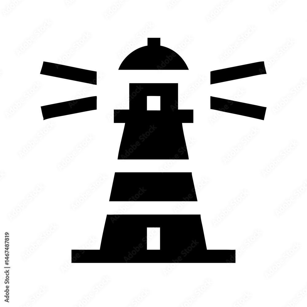 Poster lighthouse silhouette on transparent background for web and graphic design